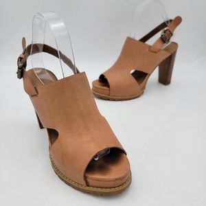 See By Chloe Platform Cut Out Tan Leather Sandals EU 40 US 9.5 10